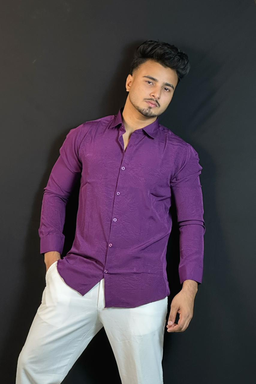 Violet Colour China Formal Shirt Crushed